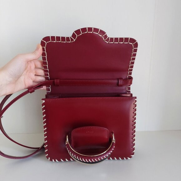 CHLOE Kattie Dark Ruby Red Crossbody Bag - Picture 14 of 17